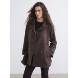 Lcw Kahverengi Kruvaze Yaka Oversize Kadın Trençkot - 34