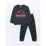 Lcw Kids Antrasit Bisiklet Yaka Jurassic Park Baskılı Erkek Çocuk Eşofman Takım