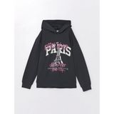 Lcw Kids Antrasit Kapüşonlu Baskılı Uzun Kollu Kız Çocuk Sweatshirt - 7 - 8 Yaş