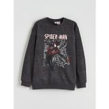 LCW Kids Antrasit Spider-man Baskılı Erkek Çocuk Sweatshirt