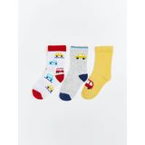 Lcw Kids Baskılı Erkek Çocuk Soket Çorap 3'lü (W5) - 8 - Ekru