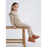 Lcw Kids Bej Beli Lastikli Çiçekli Kız Çocuk Tayt