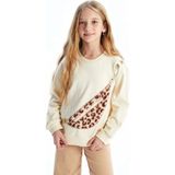Lcw Kids Bej Bisiklet Yaka Kız Çocuk Kalın Sweatshirt - 10 - 11 Yaş
