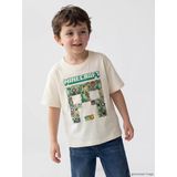 Lcw Kids Bej Bisiklet Yaka Minecraft Baskılı Erkek Çocuk Tişört