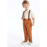 Lcw Kids Bej Kısa Kollu Erkek Bebek Gömlek Pantolon ve Pantolon Askısı 3'lü Takım