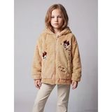 Lcw Kids Bej Minnie Mouse Nakışlı Kız Çocuk Pelüş Fermuarlı Sweatshirt