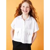 Lcw Kids Beyaz Basic Kısa Kollu Kız Çocuk Crop Gömlek