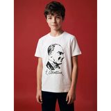 Lcw Kids Beyaz Bisiklet Yaka Atatürk Baskılı Erkek Çocuk Tişört