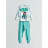 Lcw Kids Beyaz Bisiklet Yaka Ayı Teddy Baskılı Erkek Çocuk Pijama Takımı