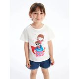 Lcw Kids Beyaz Bisiklet Yaka Baskılı Kısa Kollu Kız Bebek Tişört