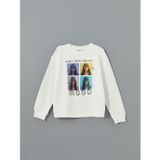 Lcw Kids Beyaz Bisiklet Yaka Baskılı Kız Çocuk Sweatshirt