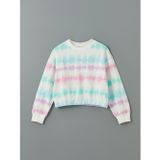 Lcw Kids Beyaz Bisiklet Yaka Batik Desenli Kız Çocuk Sweatshirt