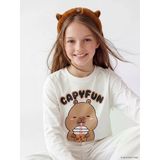 Lcw Kids Beyaz Bisiklet Yaka Capyfun Baskılı Kız Çocuk Tişört