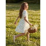 Lcw Kids Beyaz Bisiklet Yaka Çiçekli Kız Çocuk Elbise