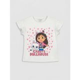 Lcw Kids Beyaz Bisiklet Yaka Gabby's Dollhouse Baskılı Kız Çocuk Tişört