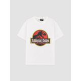Lcw Kids Beyaz Bisiklet Yaka Jurassic Park Baskılı Erkek Çocuk Tişört