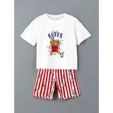 Lcw Kids Beyaz Bisiklet Yaka Kız Çocuk Şortlu Pijama Takımı