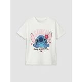 Lcw Kids Beyaz Bisiklet Yaka Lilo & Stitch Baskılı Kız Çocuk Tişört