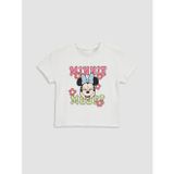 Lcw Kids Beyaz Bisiklet Yaka Minnie Mouse Baskılı Kız Çocuk Tişört