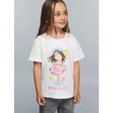 Lcw Kids Beyaz Bisiklet Yaka Slogan Baskılı Kız Çocuk Tişört