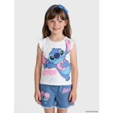 Lcw Kids Beyaz Bisiklet Yaka Stitch Baskılı Kız Çocuk Atlet