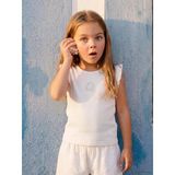 Lcw Kids Beyaz Bisiklet Yaka Taşlı Kız Çocuk Atlet