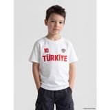 Lcw Kids Beyaz Bisiklet Yaka Türkiye Baskılı Erkek Çocuk Tişört