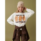 Lcw Kids Beyaz Capyfun Baskılı Kalın Kız Çocuk Sweatshirt