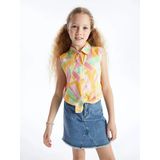 Lcw Kids Beyaz Desenli Kız Çocuk Crop Gömlek