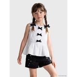 Lcw Kids Beyaz Fiyonk Detaylı Fırfırlı Kız Çocuk Gömlek