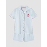 Lcw Kids Beyaz Gömlek Yaka Kız Çocuk Şortlu Pijama Takımı