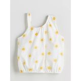 Lcw Kids Beyaz Nakışlı Kız Çocuk Crop Bluz