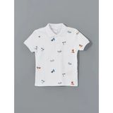 Lcw Kids Beyaz Polo Yaka Baskılı Erkek Çocuk Tişört