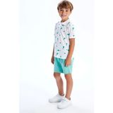 Lcw Kids Beyaz Polo Yaka Desenli Penye Erkek Bebek Tişört