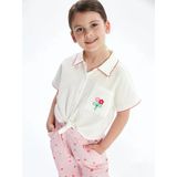 Lcw Kids Beyaz Rahat Kalıp Çiçek Nakışlı Kız Çocuk Gömlek