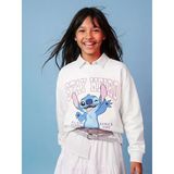 Lcw Kids Beyaz Stitch Baskılı Kız Çocuk Kalın Sweatshirt