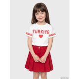 LCW Kids Beyaz Türkiye Baskılı Kız Çocuk Tişört