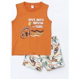 Lcw Kids Bisiklet Yaka Erkek Çocuk Atlet ve Yüzme Şort 2'li - 1 - 2 Yaş - Dropsuz - Turuncu