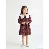 LCW Kids Bordo Bebe Yaka Çiçekli Kız Çocuk Elbise
