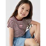 Lcw Kids Bordo Bisiklet Yaka Nakışlı Kız Çocuk Tişört