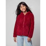 Lcw Kids Bordo Kapüşonlu Kız Çocuk Pelüş Fermuarlı Sweatshirt