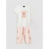 Lcw Kids Ekru Ayı Teddy Baskılı Kız Çocuk Kaprili Pijama Takımı