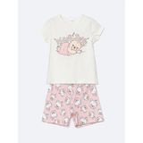 Lcw Kids Ekru Baskılı Kız Çocuk Pamuklu Şortlu Pijama Takımı