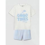 Lcw Kids Ekru Baskılı Kız Çocuk Şortlu Pijama Takımı