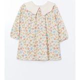 Lcw Kids Ekru Bebe Yaka Çiçekli Gabardin Kız Çocuk Elbise