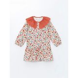 Lcw Kids Ekru Bebe Yaka Uzun Kollu Çiçekli Kız Çocuk Elbise