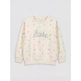 Lcw Kids Ekru Bisiklet Yaka Çiçekli Kız Çocuk Sweatshirt