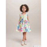 Lcw Kids Ekru Bisiklet Yaka Çiçekli Poplin Kız Bebek Elbise