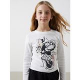 Lcw Kids Ekru Bisiklet Yaka Minnie Mouse Baskılı Kız Çocuk Tişört