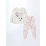 Lcw Kids Ekru Bisiklet Yaka Snoopy Baskılı Kız Çocuk Pijama Takımı